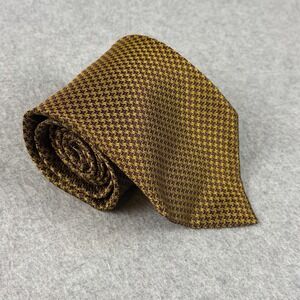 Vintage Garrick Anderson Silk Tie Gold Purple Geometric USA Necktie 58x4"